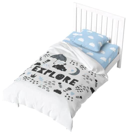 סט מצעים למיטת מעבר - דגם עננים