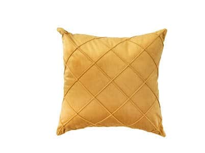 כרית נוי קטיפה מעויינים צבע חרדל