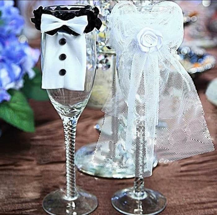 2 כוסות שמפנייה חתן כלה