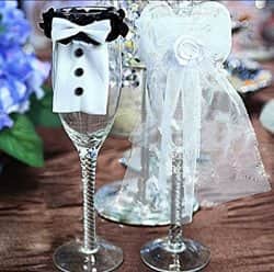 2 כוסות שמפנייה חתן כלה